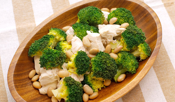 蒸し大豆の蒸し鶏のWたんぱくサラダ